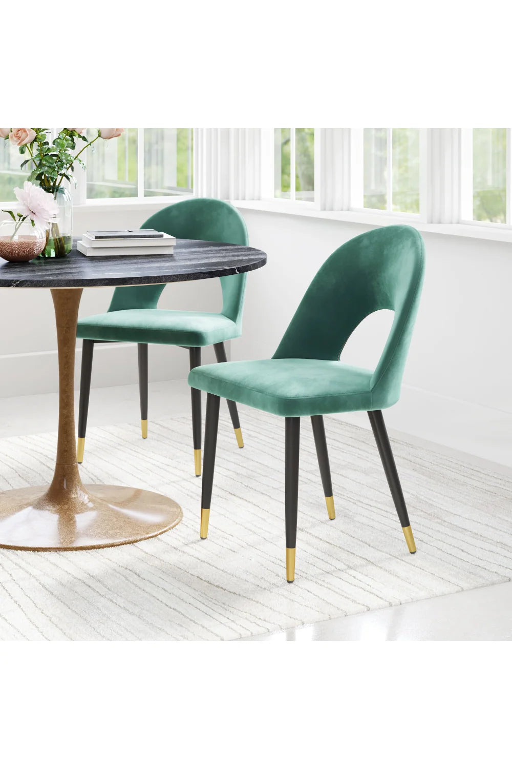 Luxury Upholstered Velvet Modern Dining Chair European Style for Villa
