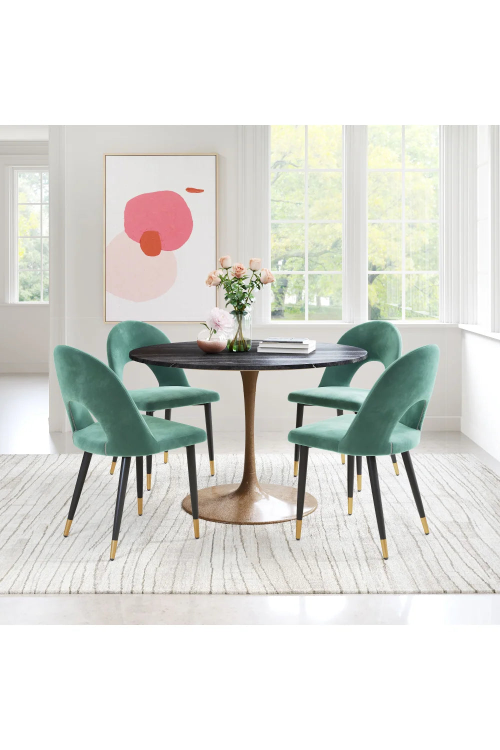 Luxury Upholstered Velvet Modern Dining Chair European Style for Villa