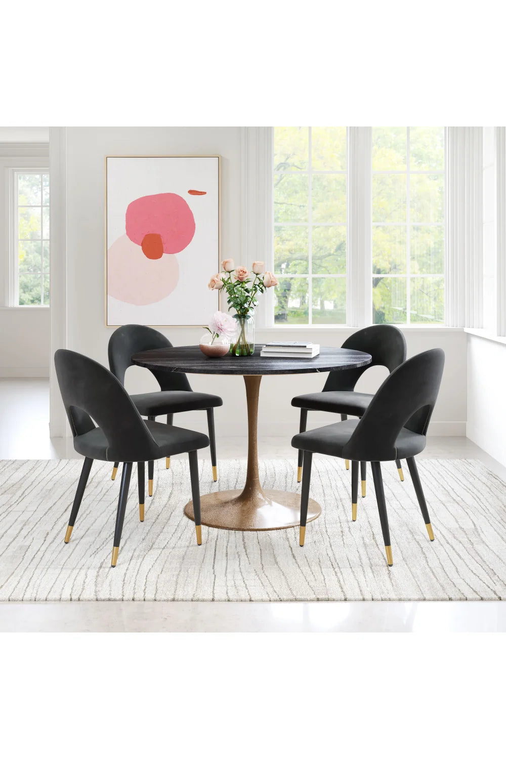 Luxury Upholstered Velvet Modern Dining Chair European Style for Villa