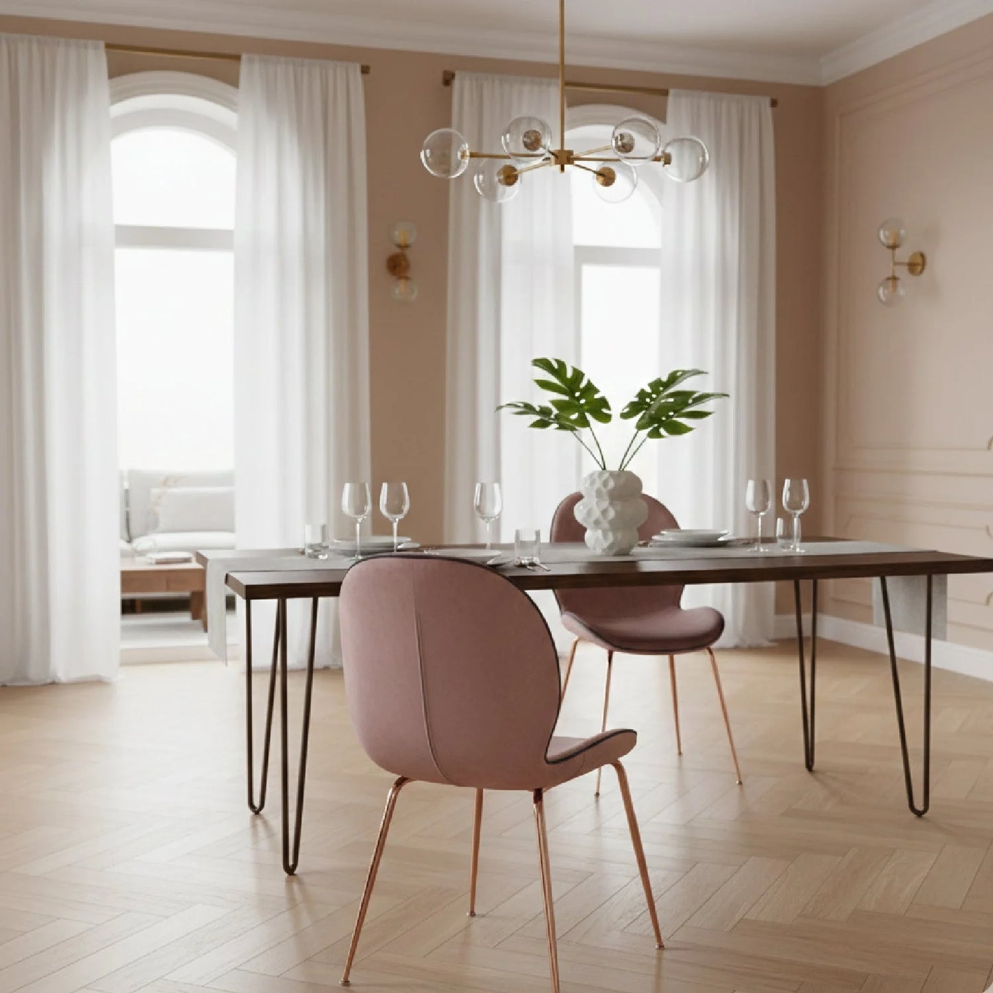 Luxury Upholstered Velvet Modern Dining Chair European Style for Villa