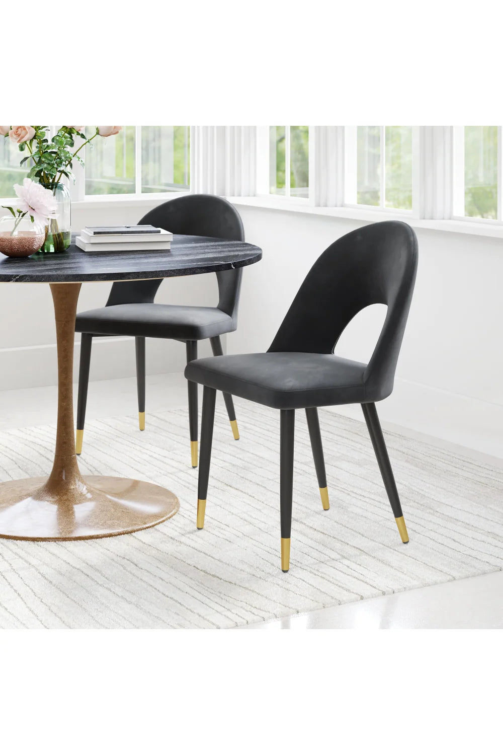 Luxury Upholstered Velvet Modern Dining Chair European Style for Villa