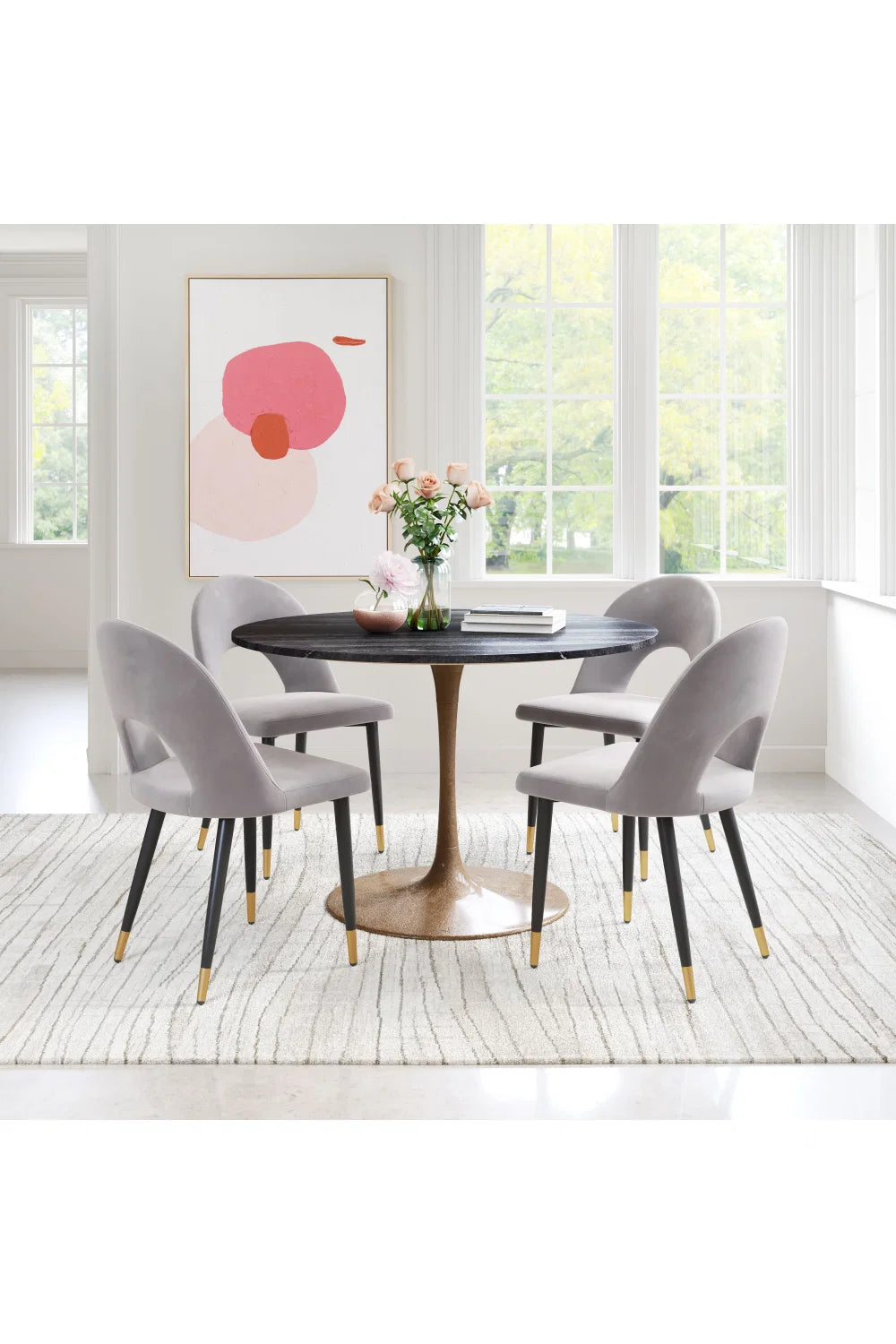 Luxury Upholstered Velvet Modern Dining Chair European Style for Villa