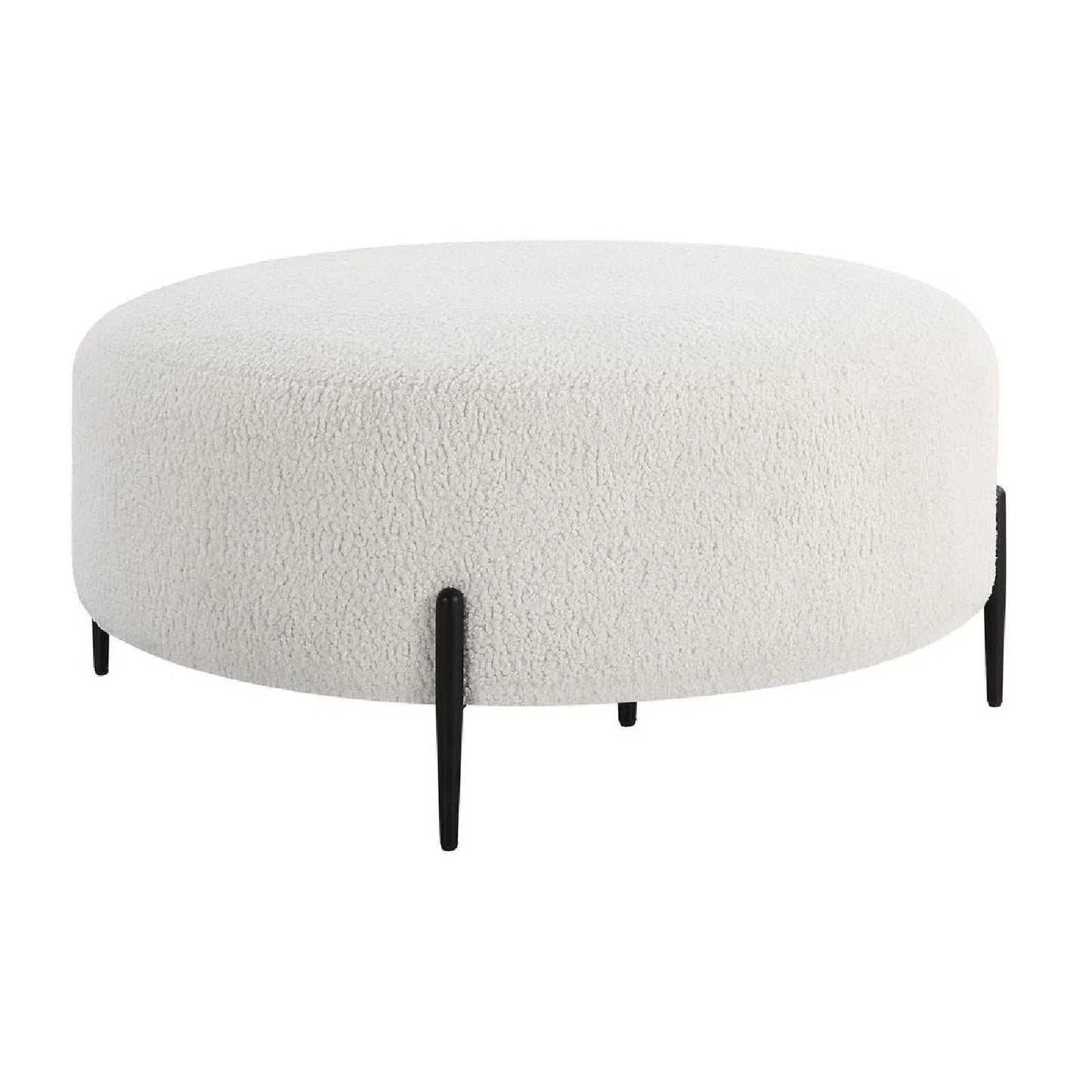 Luxury Upholstered White Shearling Ottoman European Style for Villa