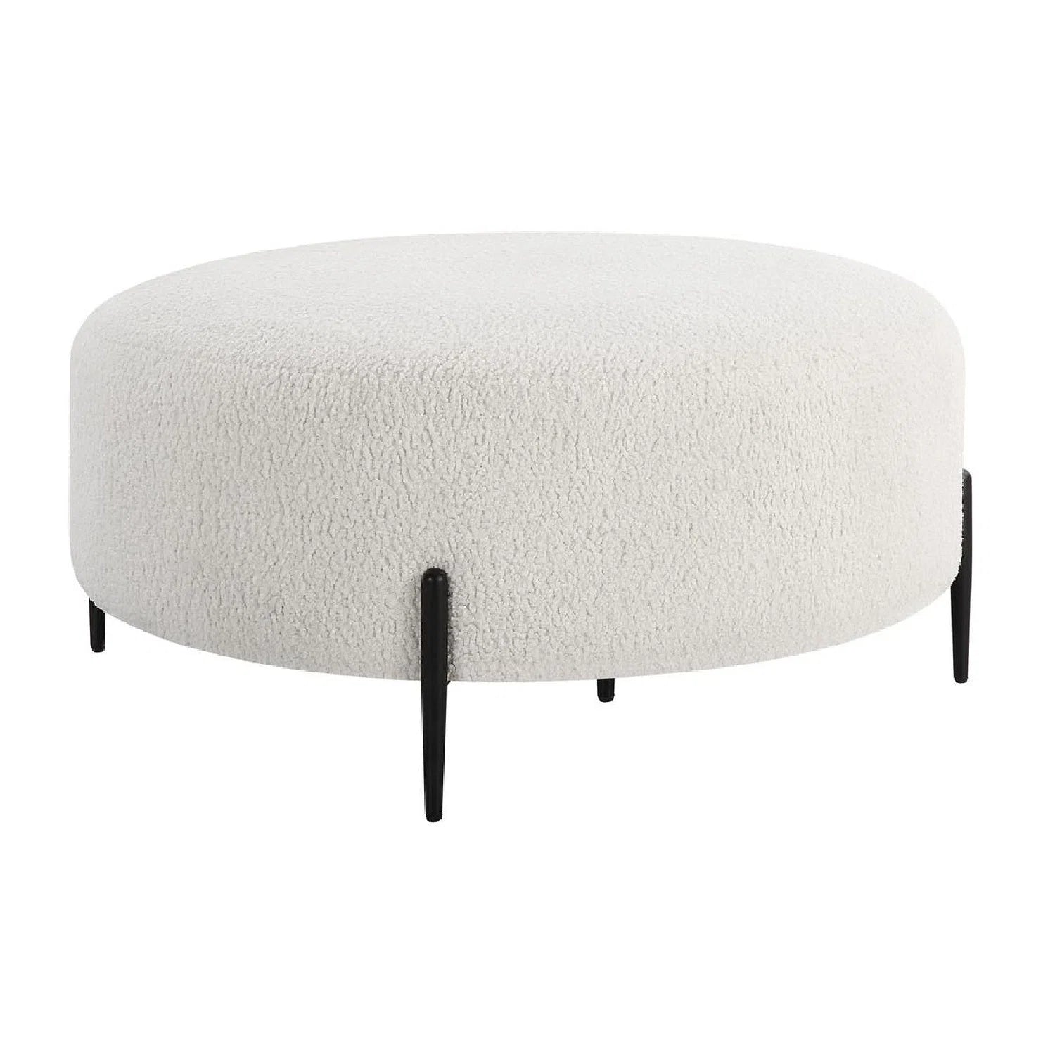 Luxury Upholstered White Shearling Ottoman European Style for Villa