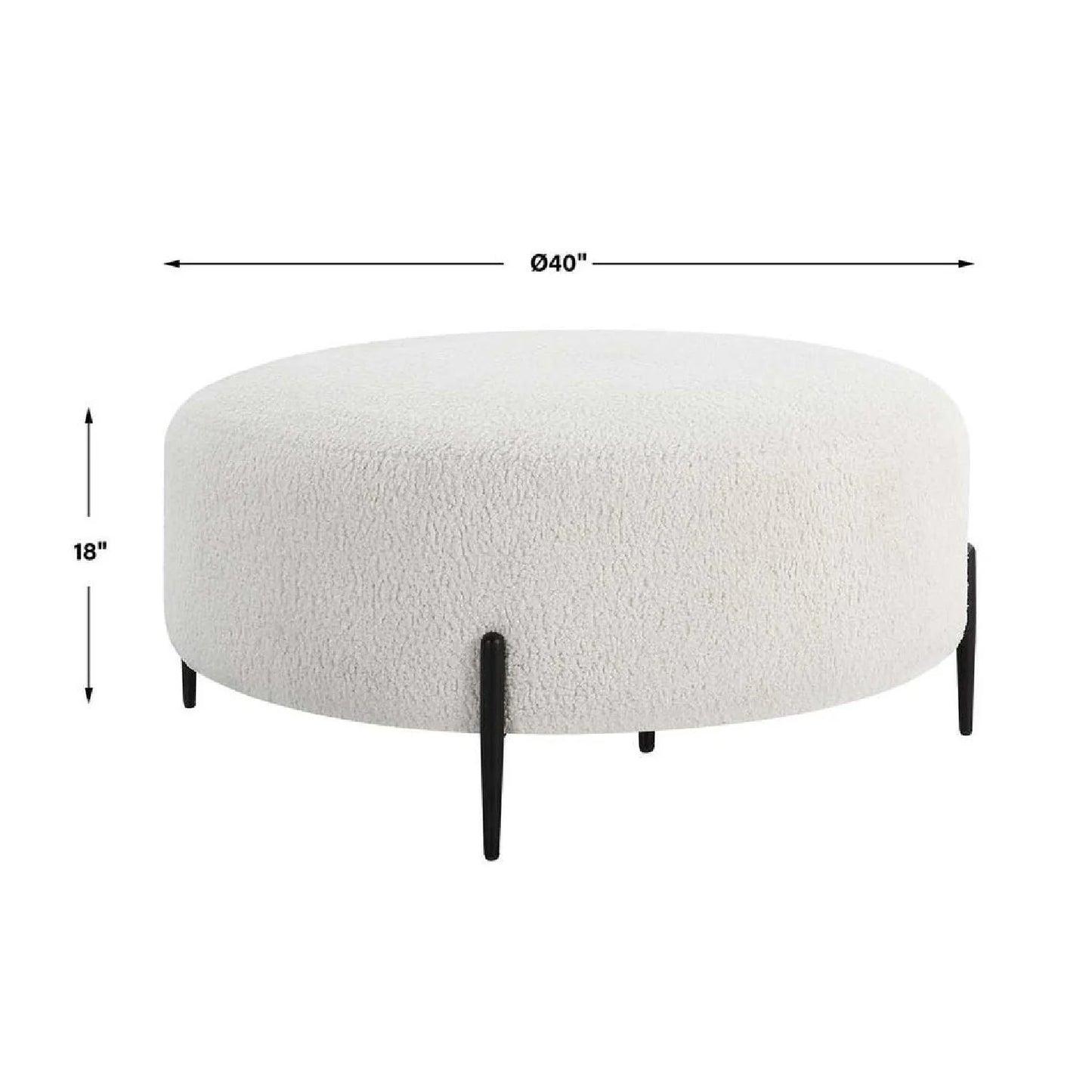 Luxury Upholstered White Shearling Ottoman European Style for Villa