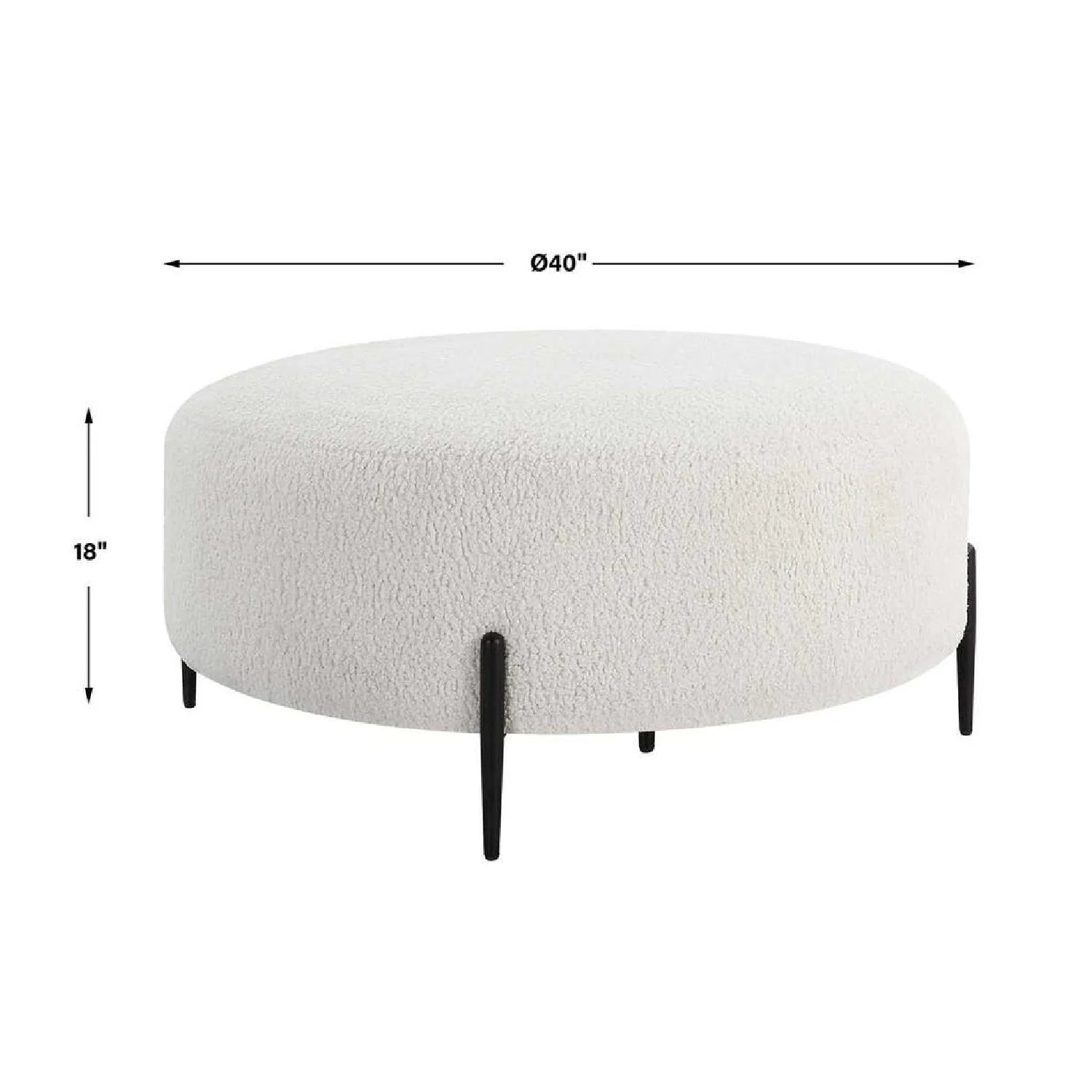 Luxury Upholstered White Shearling Ottoman European Style for Villa
