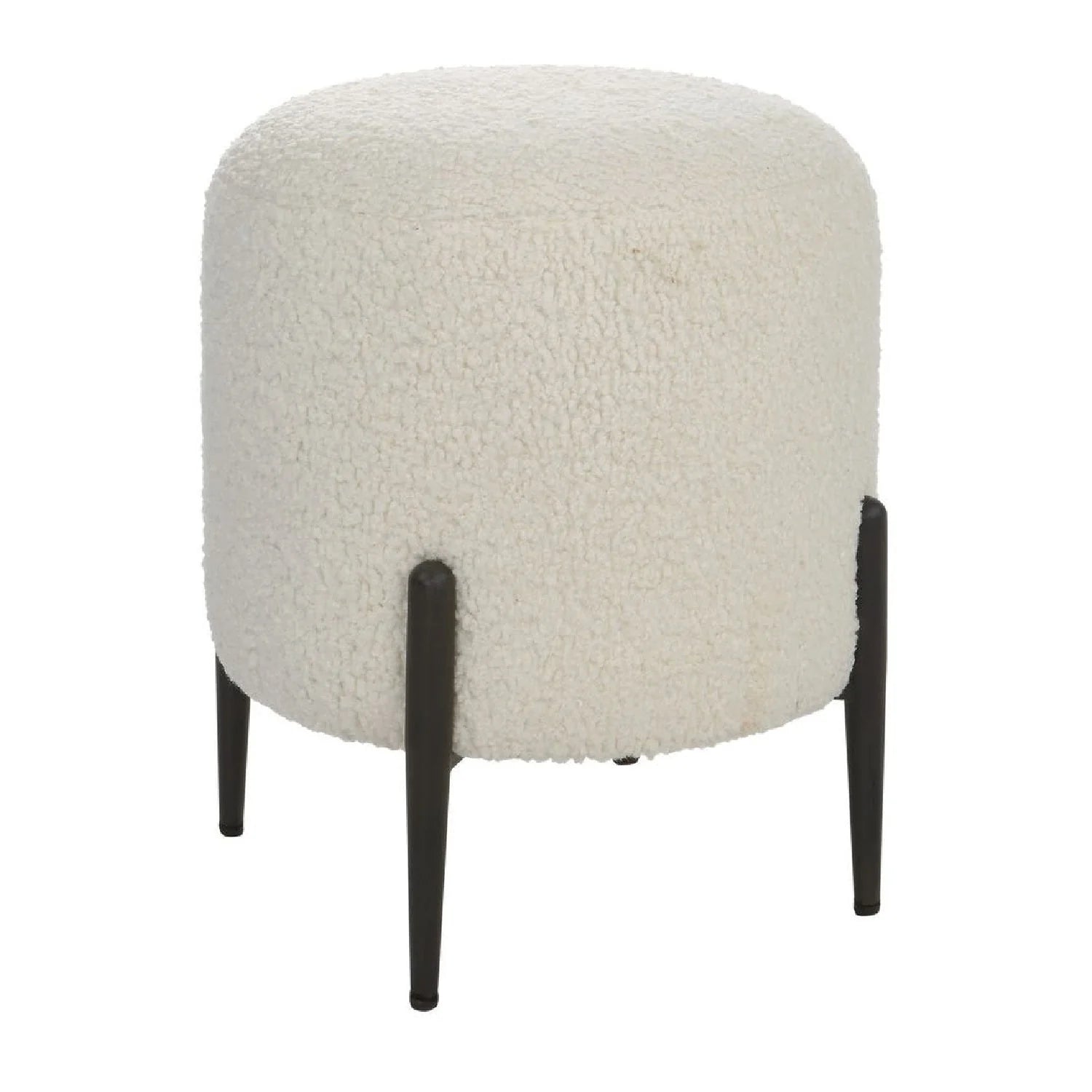 Luxury Upholstered White Shearling Ottoman European Style for Villa