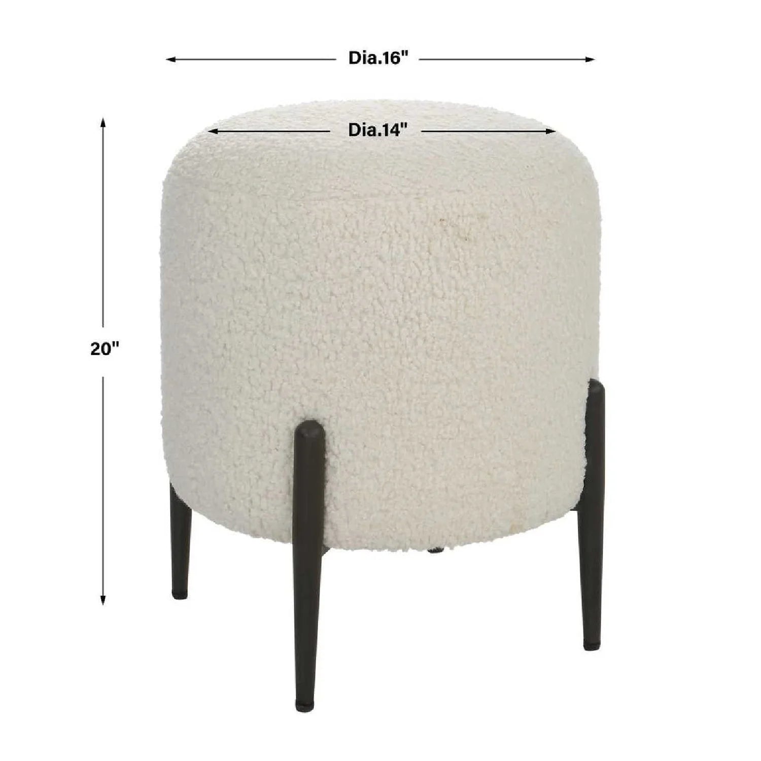 Luxury Upholstered White Shearling Ottoman European Style for Villa