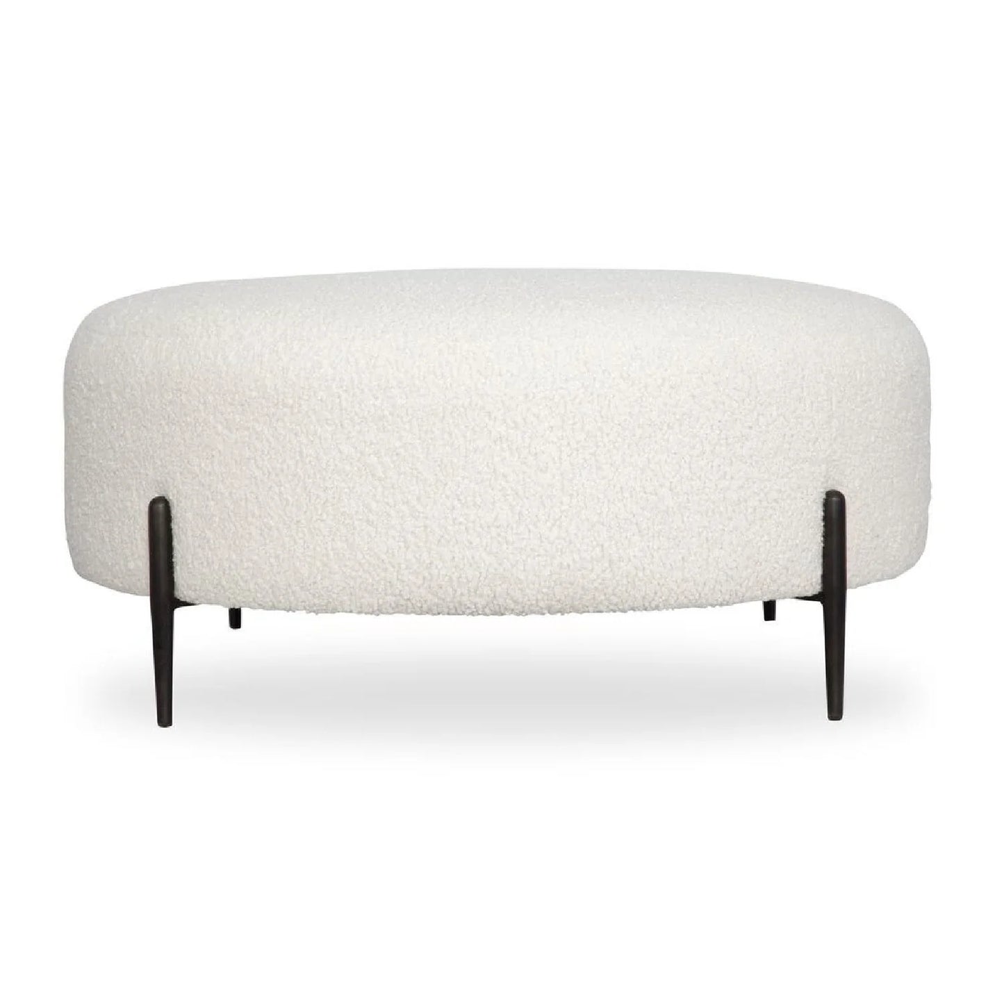Luxury Upholstered White Shearling Ottoman European Style for Villa