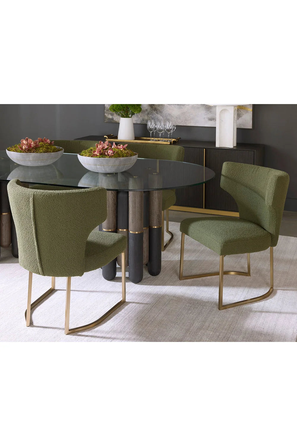 Luxury Upholstered Wingback Modern Dining Chair European Style for Villa