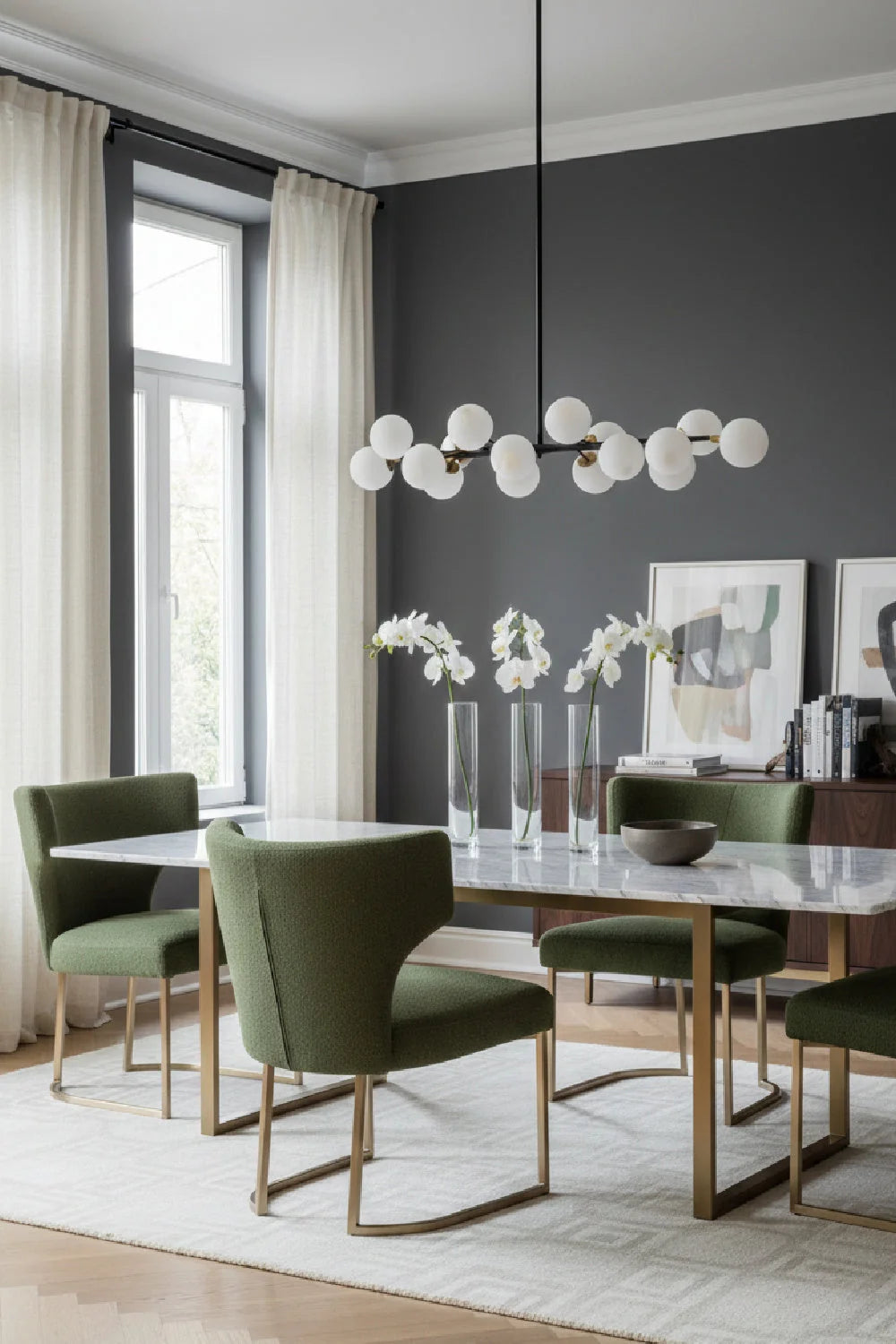Luxury Upholstered Wingback Modern Dining Chair European Style for Villa