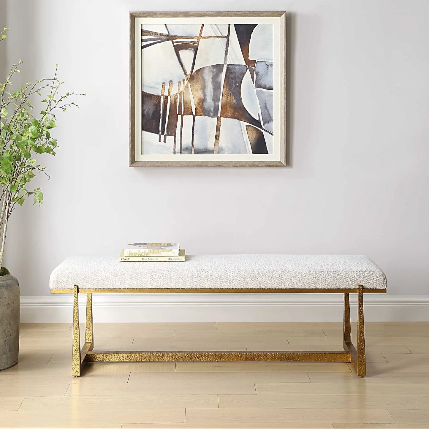 Luxury Upholstered Wool Style Bench European Style for Villa