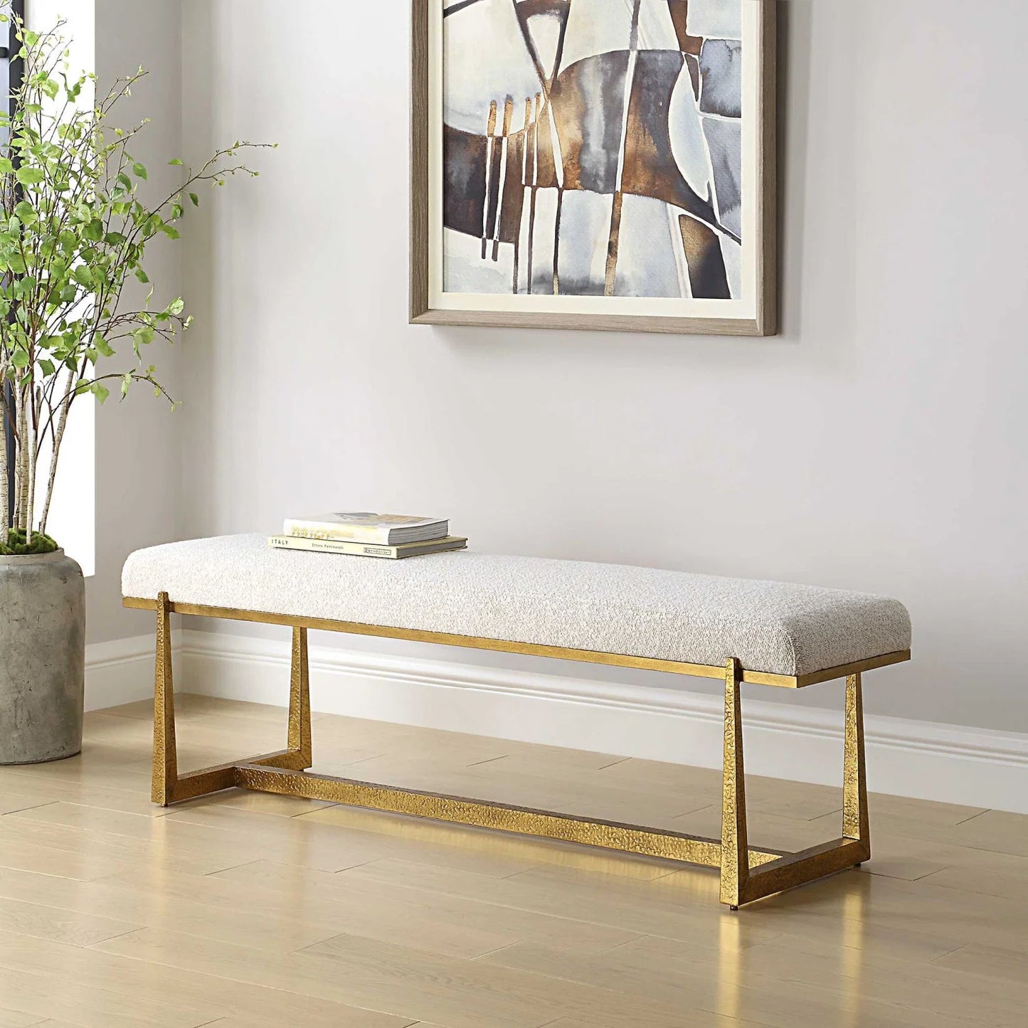 Luxury Upholstered Wool Style Bench European Style for Villa