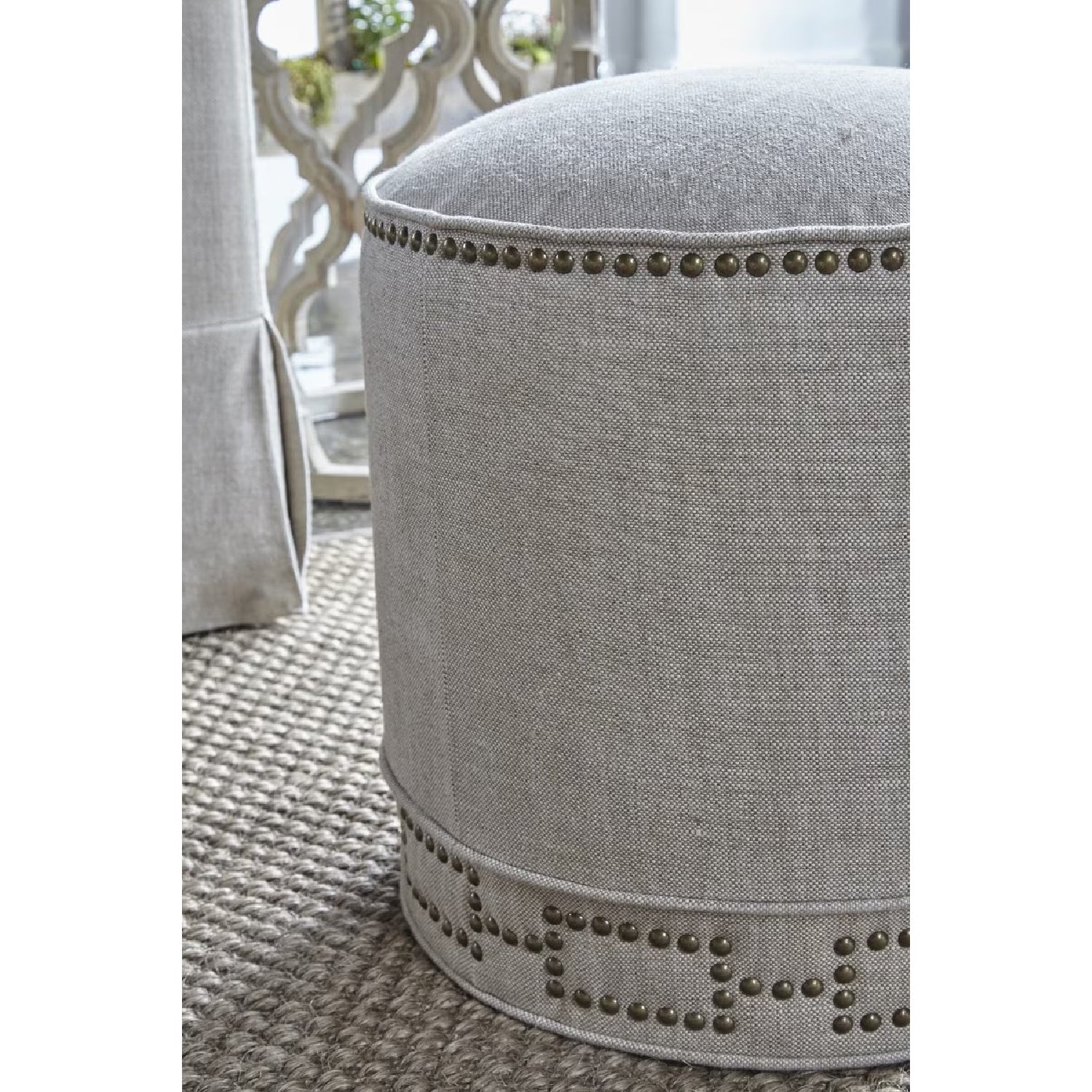 Luxury Upholstered Woven Ottoman European Style for Villa