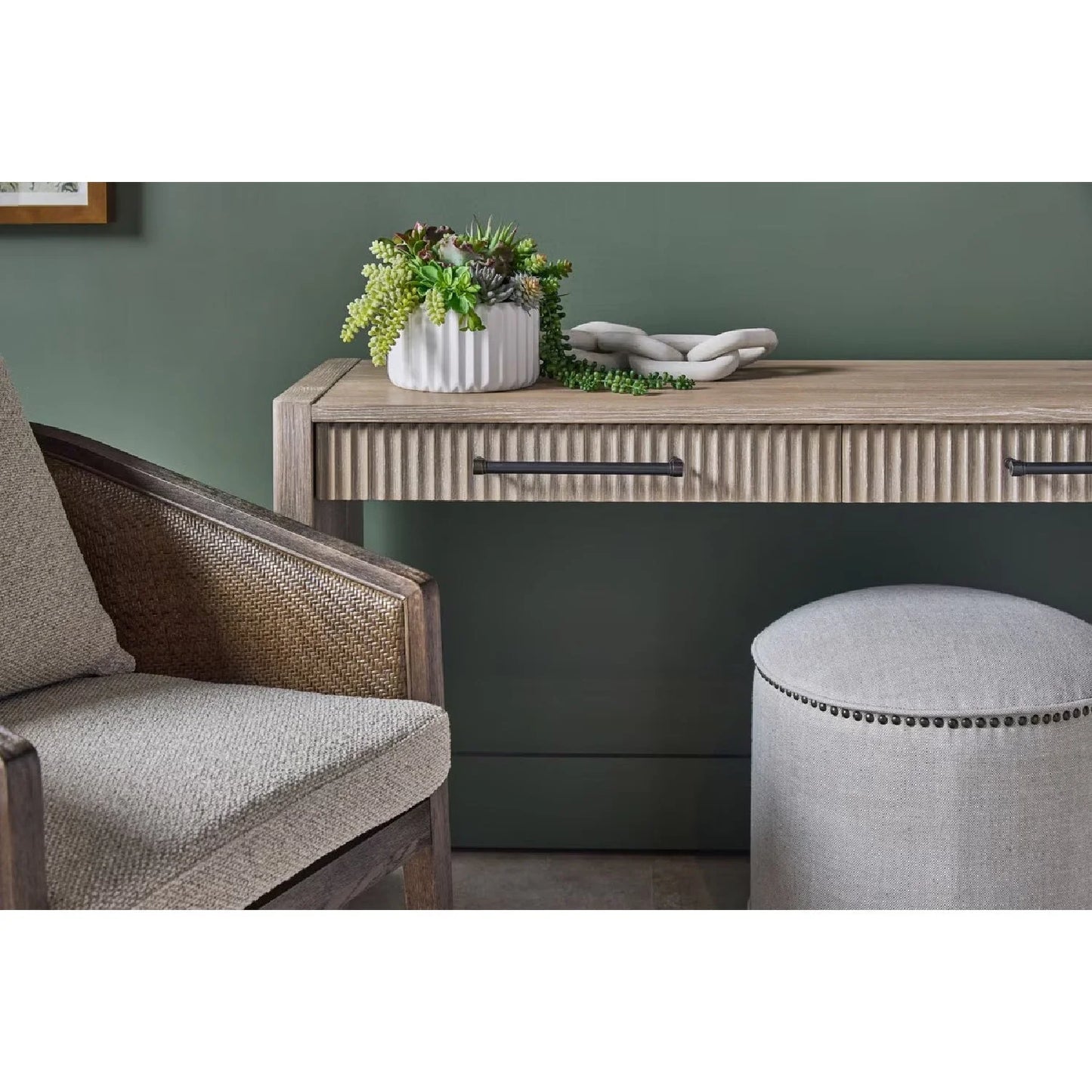 Luxury Upholstered Woven Ottoman European Style for Villa