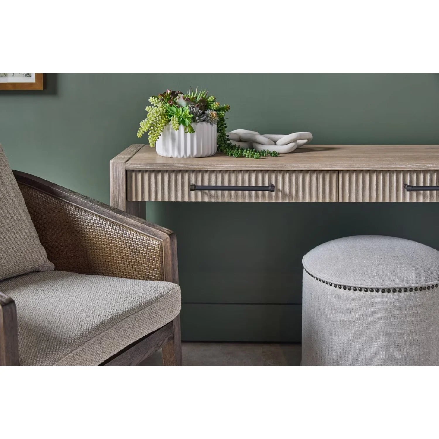 Luxury Upholstered Woven Ottoman European Style for Villa