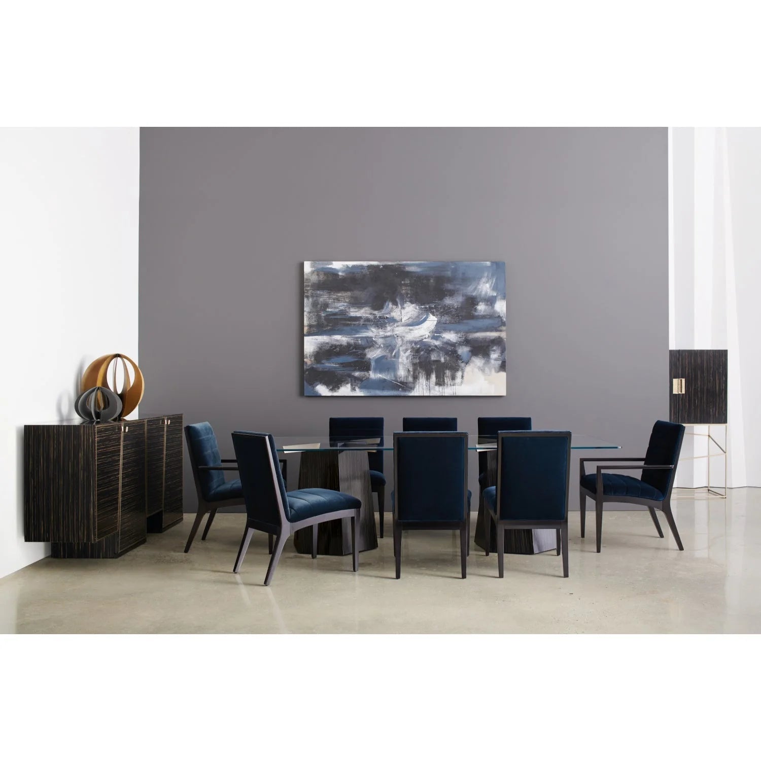 Luxury Vector Striated Base Dining Table Modern Italian Style for Villa