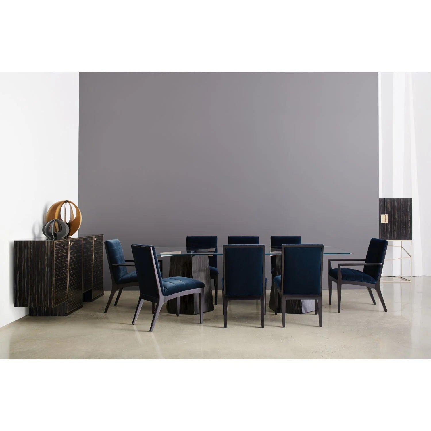 Luxury Vector Striated Base Dining Table Modern Italian Style for Villa
