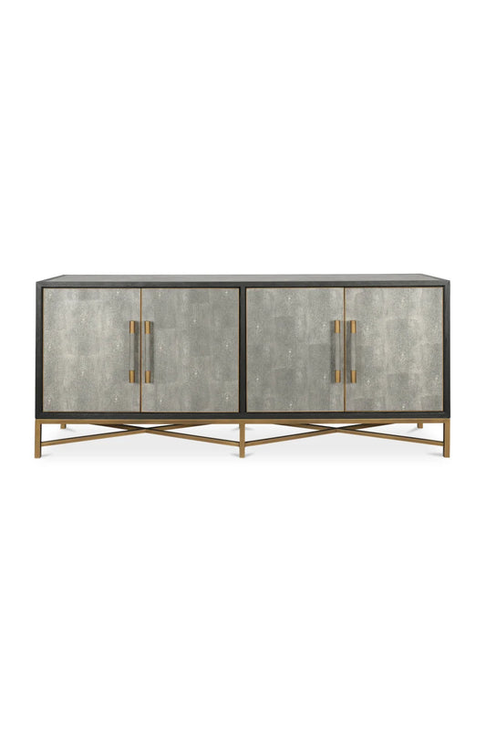 Luxury Vegan Leather 4-Door Sideboard European Style for Villa