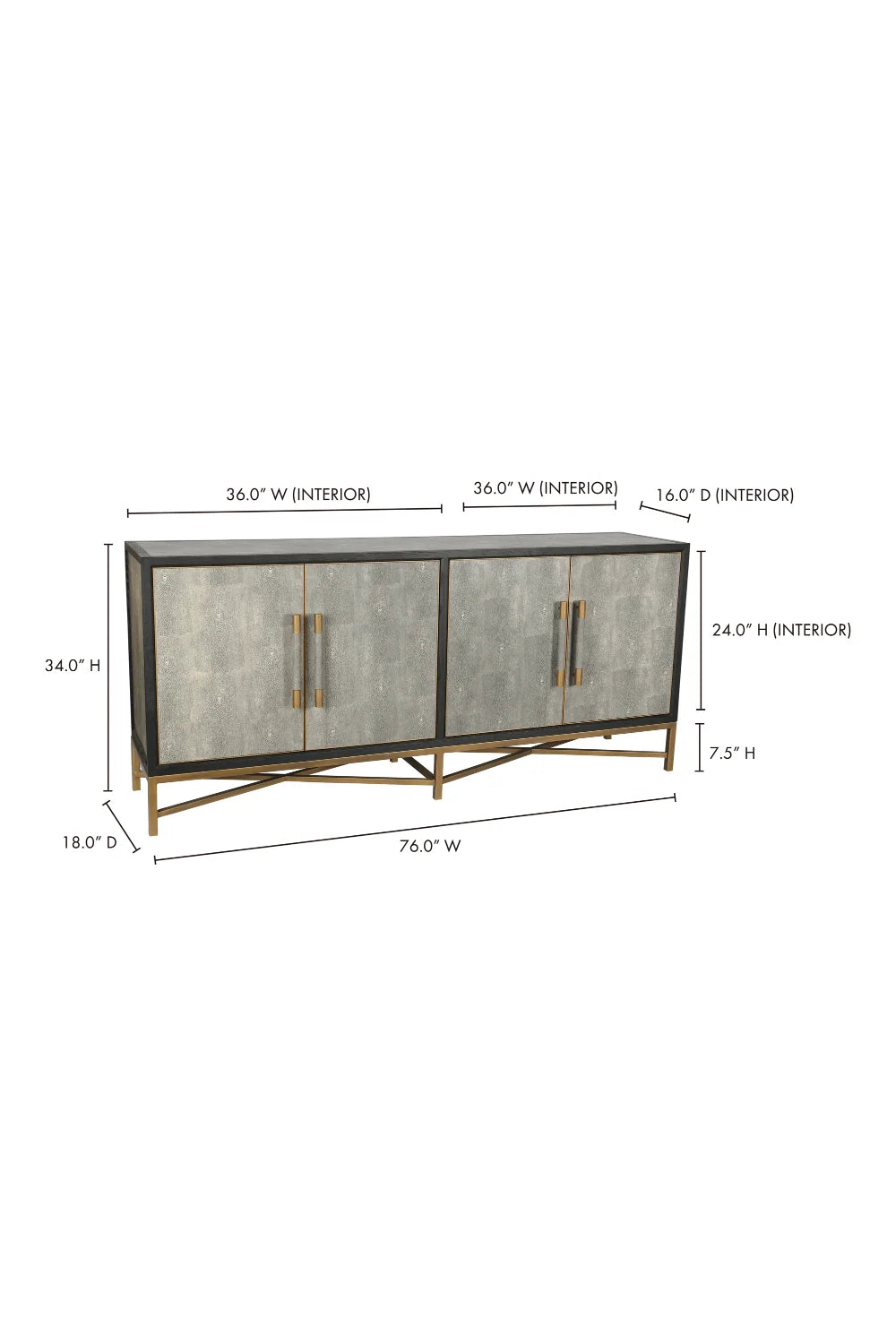 Luxury Vegan Leather 4-Door Sideboard European Style for Villa