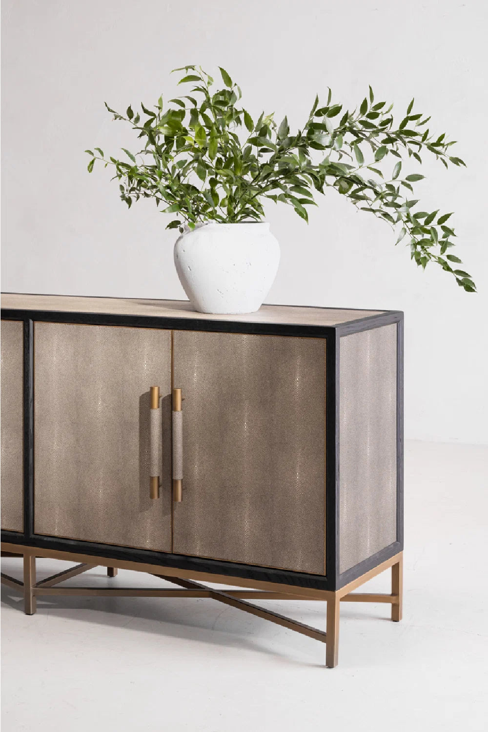Luxury Vegan Leather 4-Door Sideboard European Style for Villa