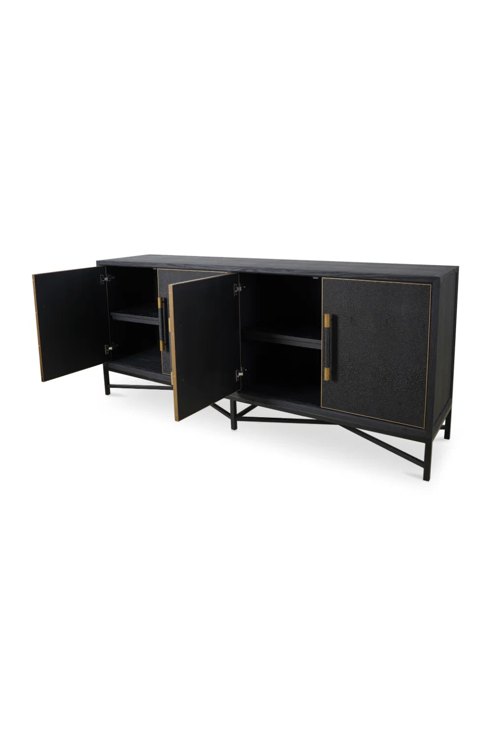 Luxury Vegan Leather 4-Door Sideboard European Style for Villa