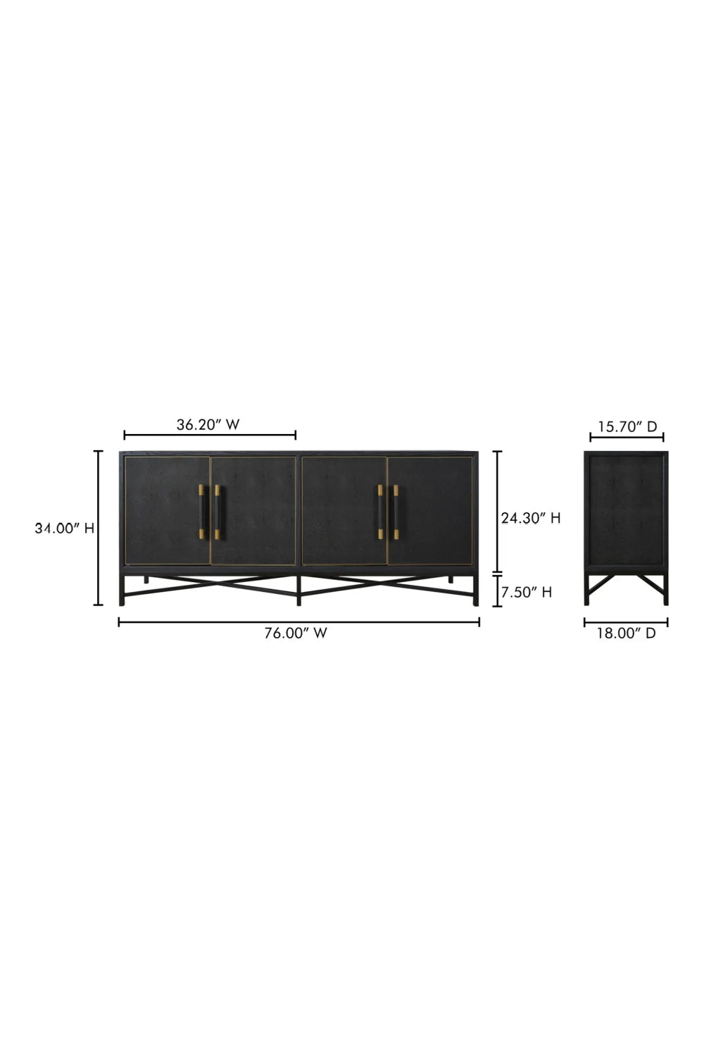 Luxury Vegan Leather 4-Door Sideboard European Style for Villa