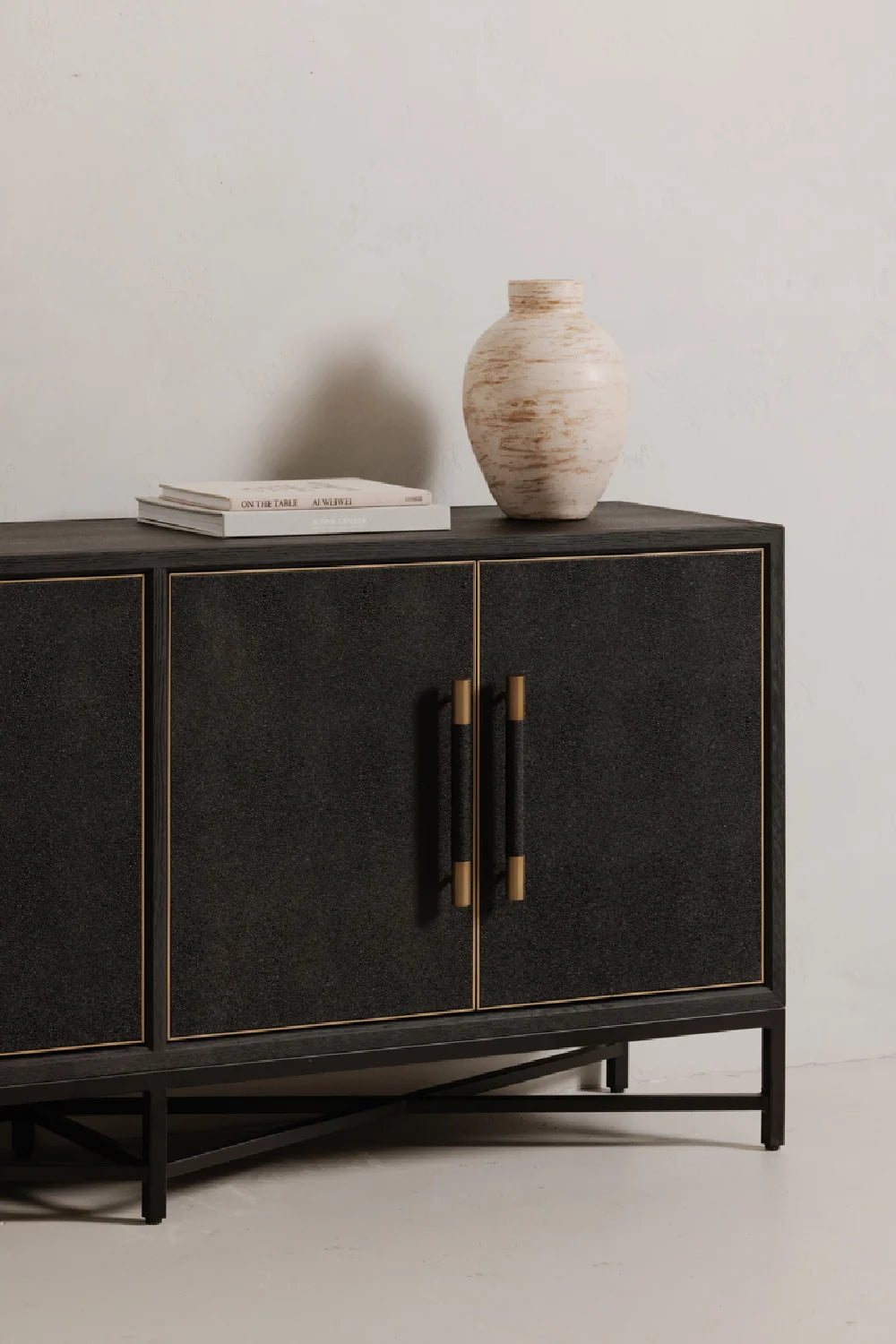 Luxury Vegan Leather 4-Door Sideboard European Style for Villa