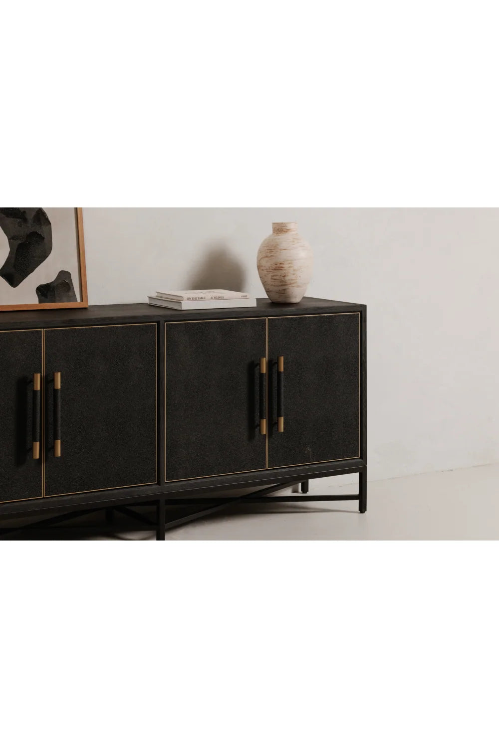 Luxury Vegan Leather 4-Door Sideboard European Style for Villa