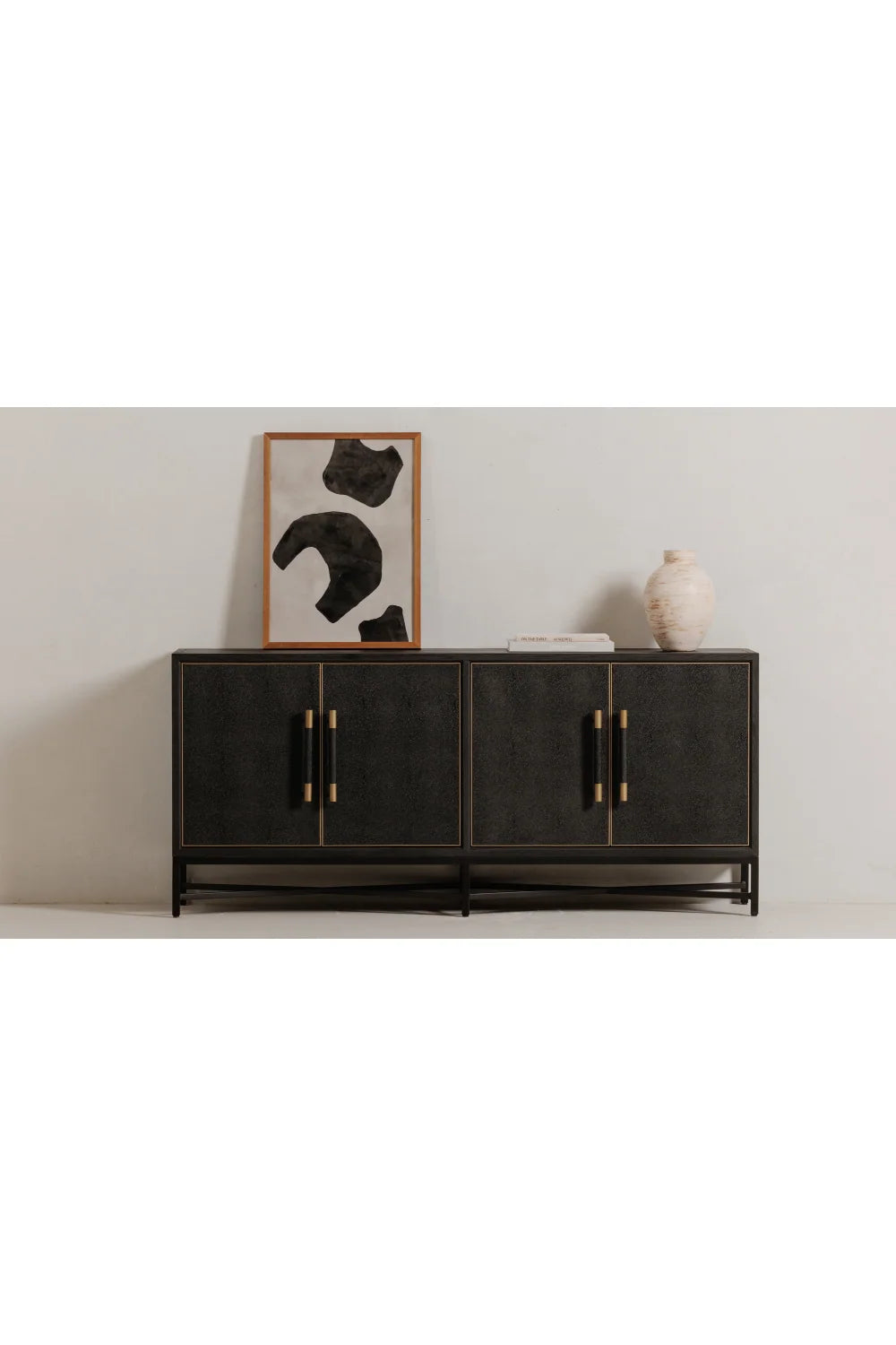 Luxury Vegan Leather 4-Door Sideboard European Style for Villa
