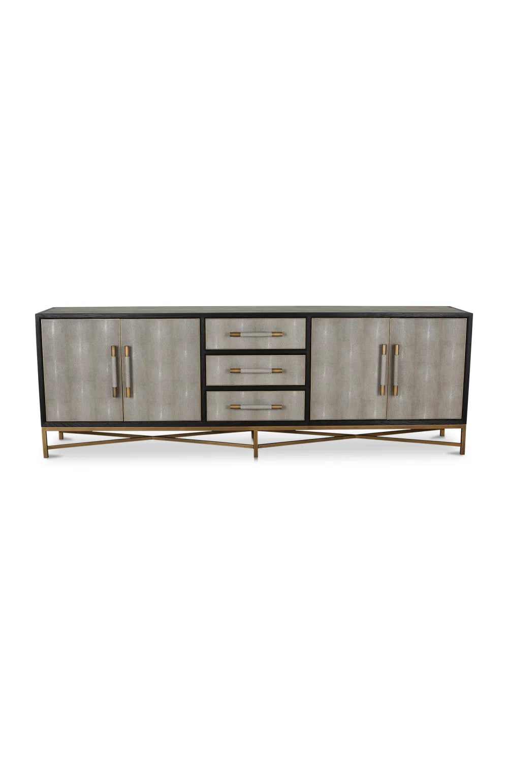 Luxury Vegan Leather 4-Door Sideboard European Style for Villa