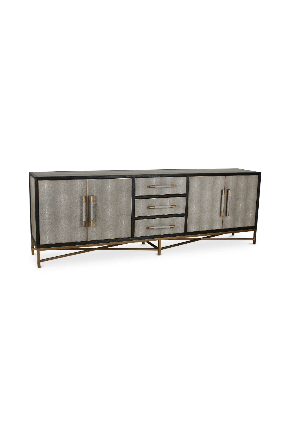 Luxury Vegan Leather 4-Door Sideboard European Style for Villa