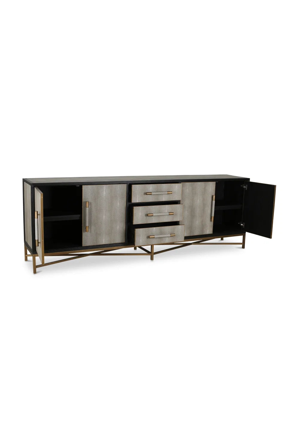 Luxury Vegan Leather 4-Door Sideboard European Style for Villa