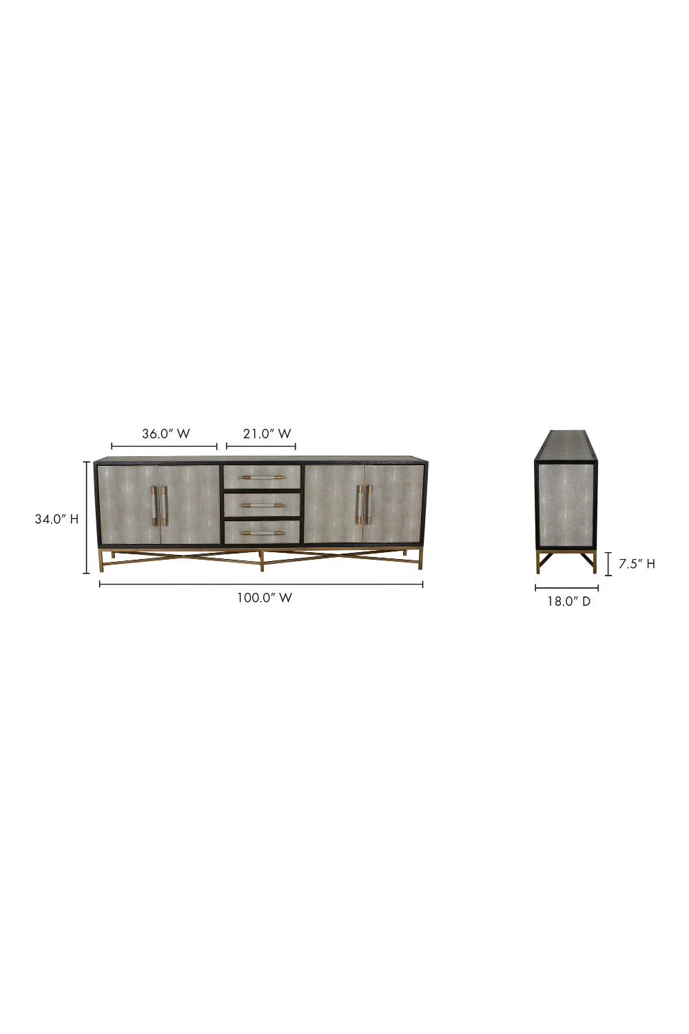 Luxury Vegan Leather 4-Door Sideboard European Style for Villa