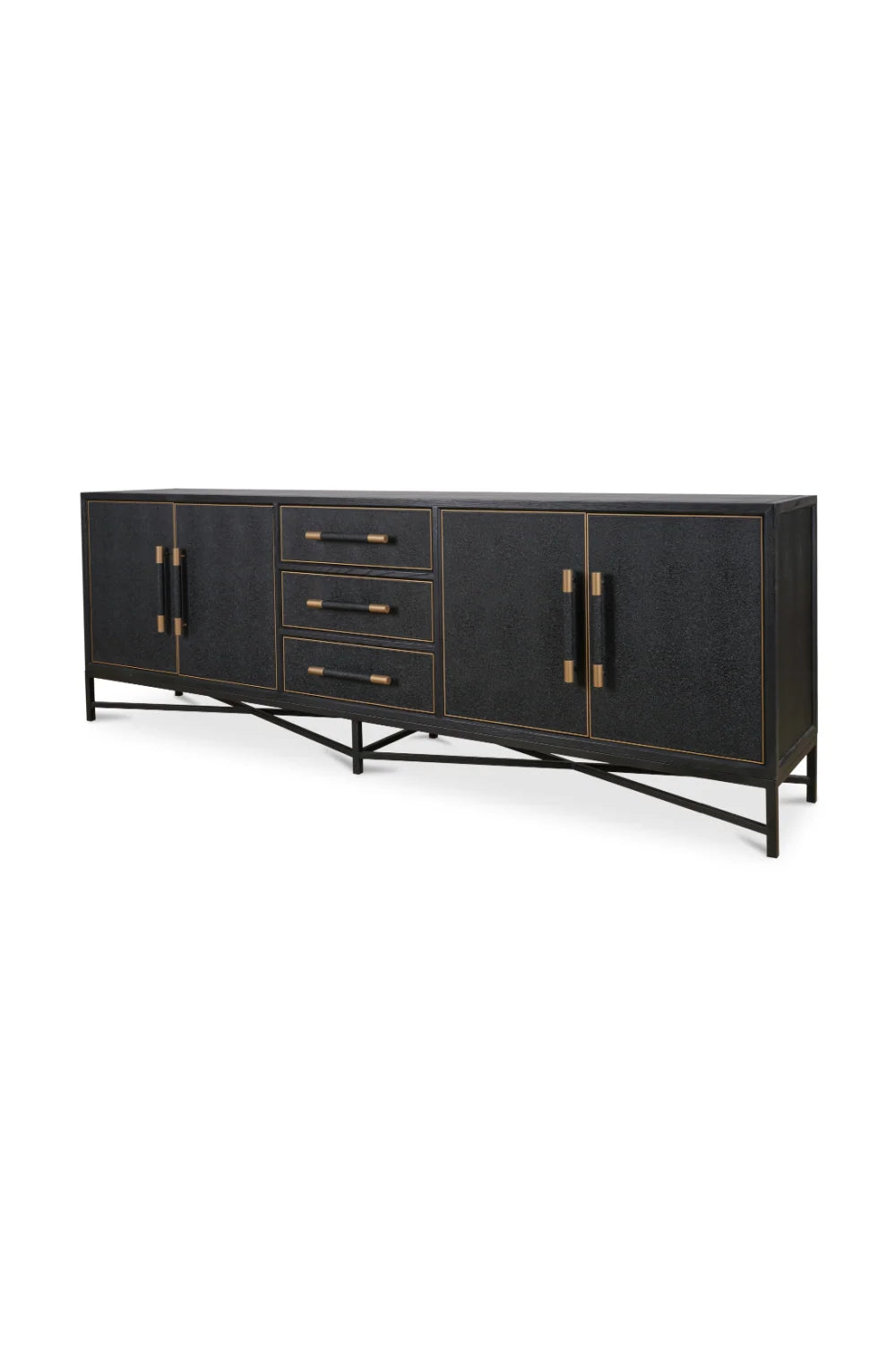 Luxury Vegan Leather 4-Door Sideboard European Style for Villa