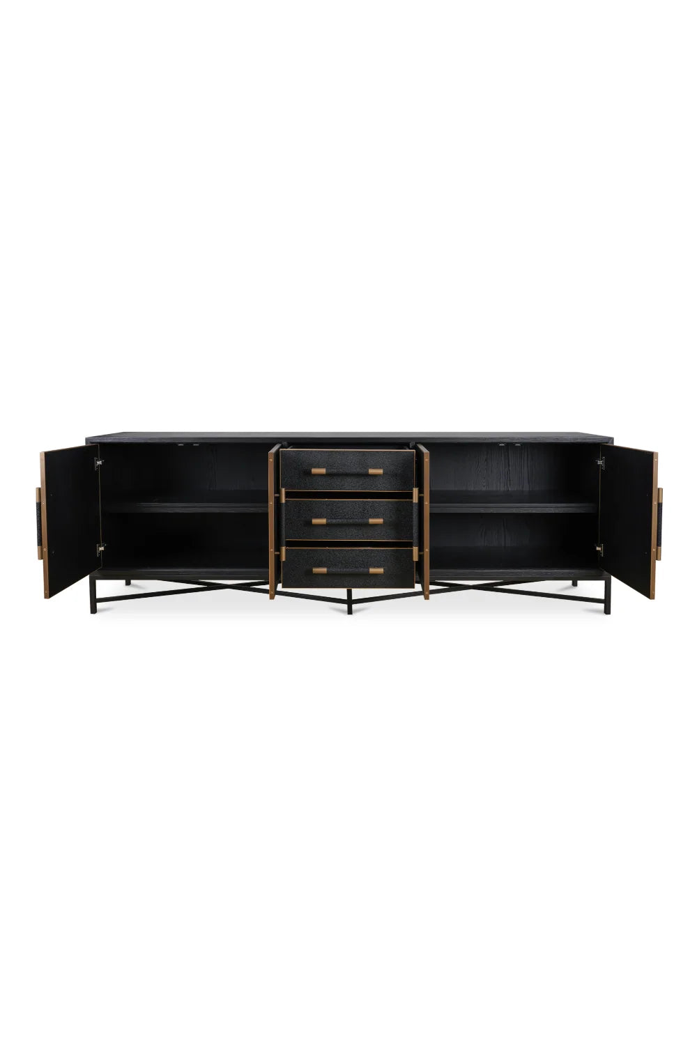 Luxury Vegan Leather 4-Door Sideboard European Style for Villa