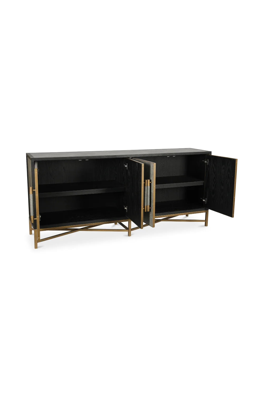 Luxury Vegan Leather 4-Door Sideboard European Style for Villa