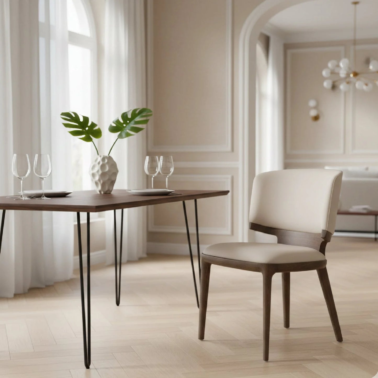 Luxury Vegan Leather Look Modern Dining Chair European Style for Villa