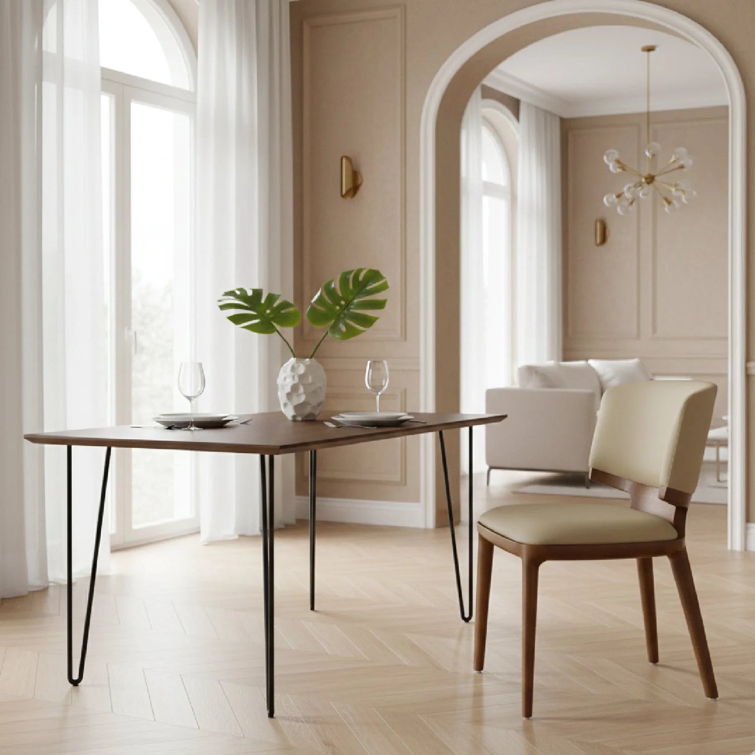 Luxury Vegan Leather Look Modern Dining Chair European Style for Villa