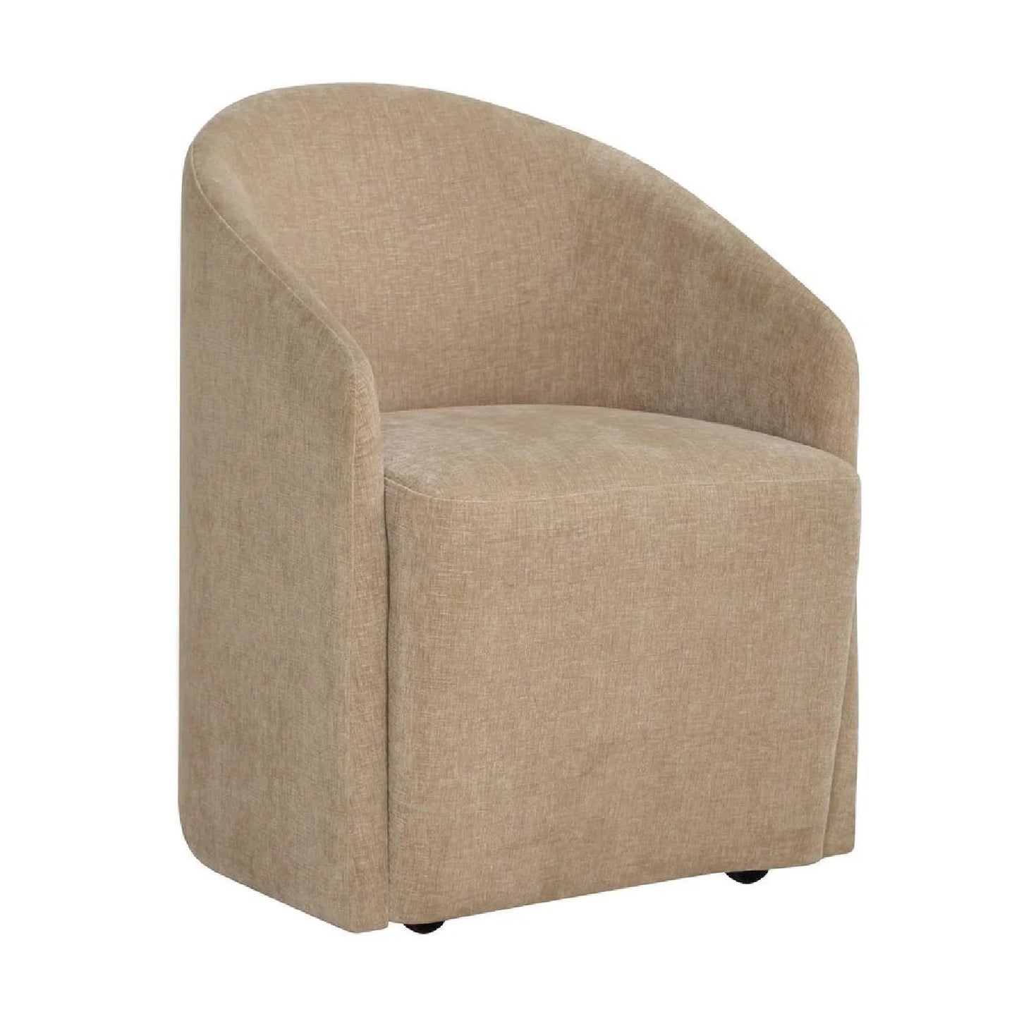 Luxury Velvet Barrel Wheeled Dining Chair European Style for Villa