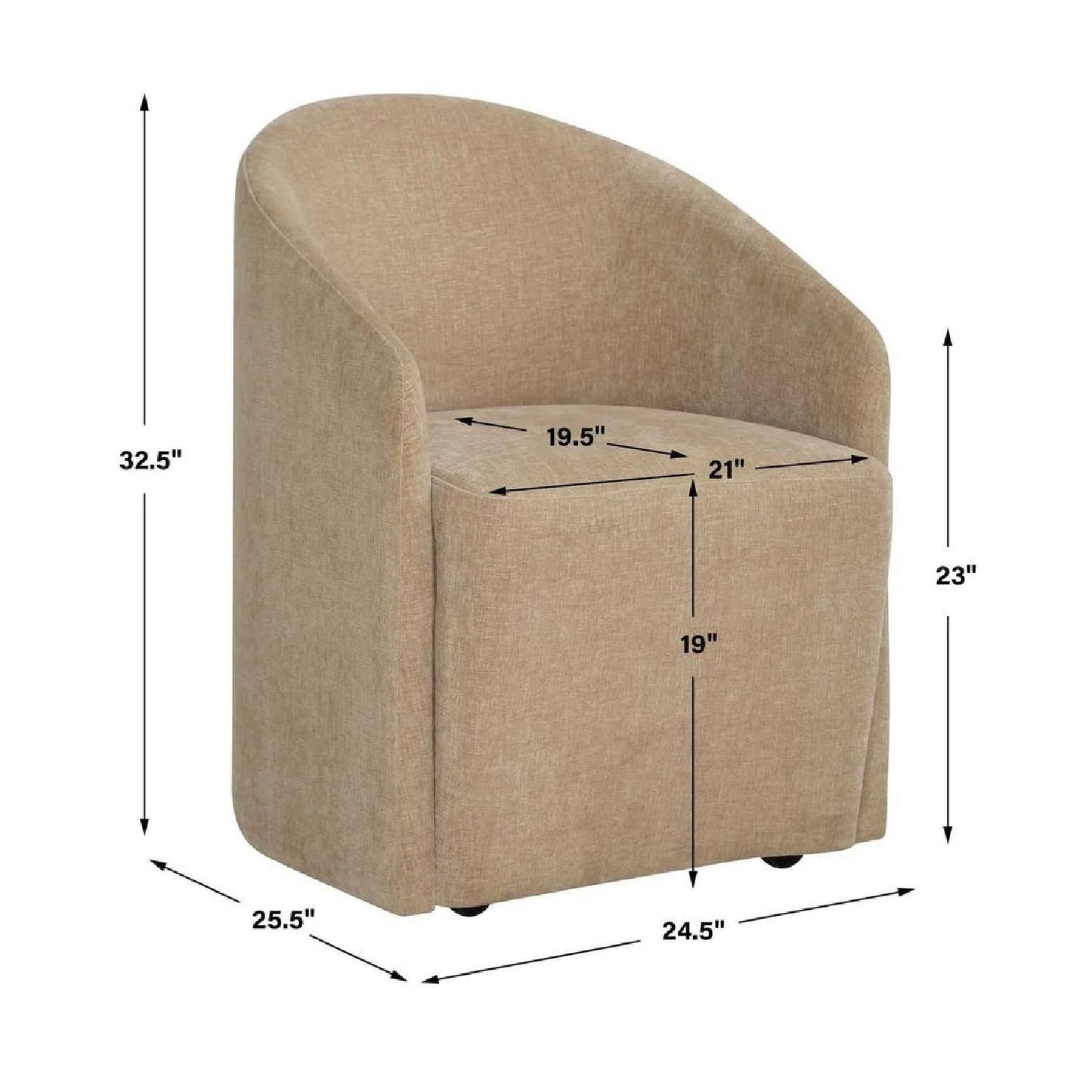 Luxury Velvet Barrel Wheeled Dining Chair European Style for Villa