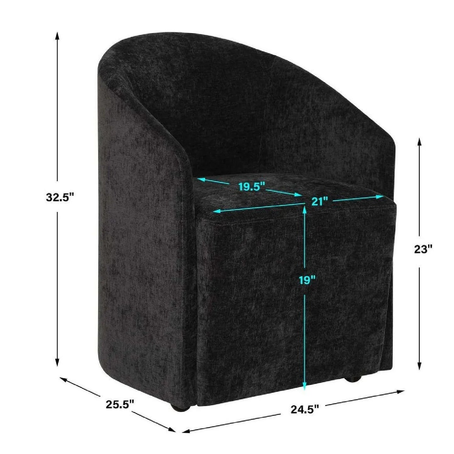 Luxury Velvet Barrel Wheeled Dining Chair European Style for Villa