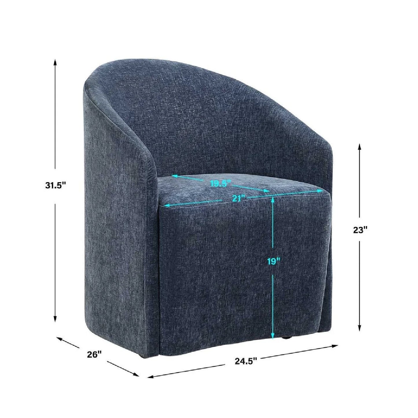 Luxury Velvet Barrel Wheeled Dining Chair European Style for Villa