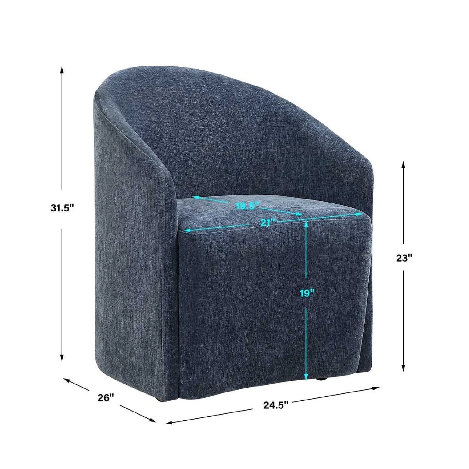 Luxury Velvet Barrel Wheeled Dining Chair European Style for Villa