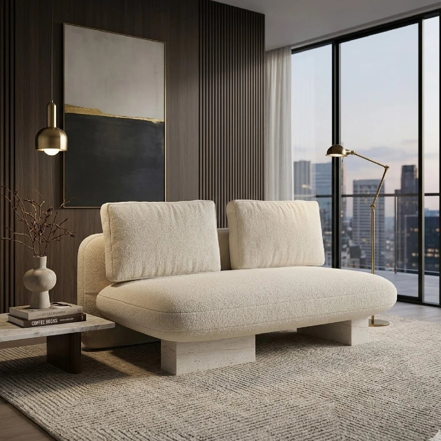 Luxury Velvet Bumper Loveseat Modern Italian Style for Villa
