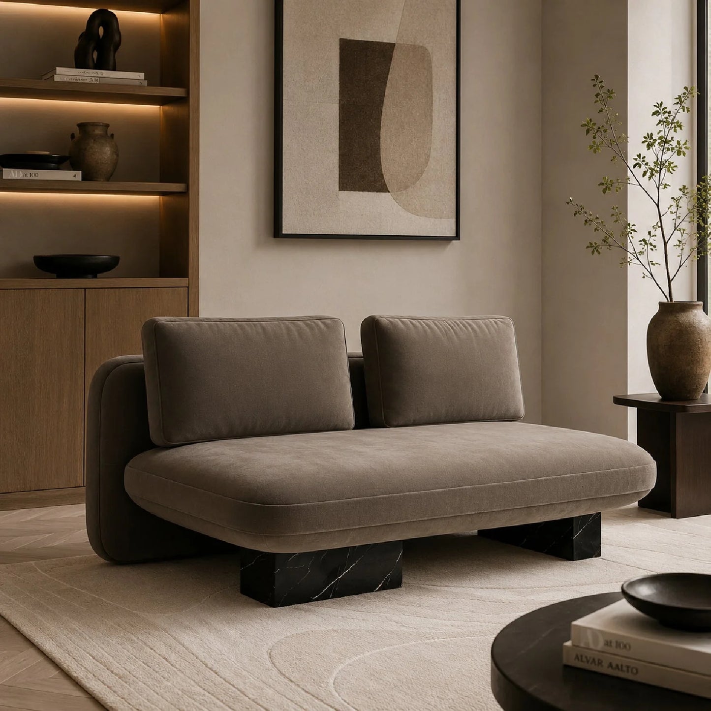 Luxury Velvet Bumper Loveseat Modern Italian Style for Villa