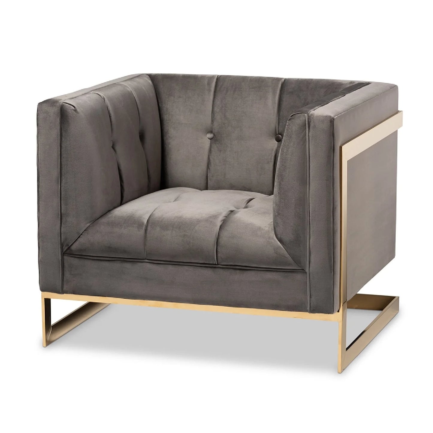 Luxury Velvet Button Tufted Accent Chair Modern Italian Style for Villa