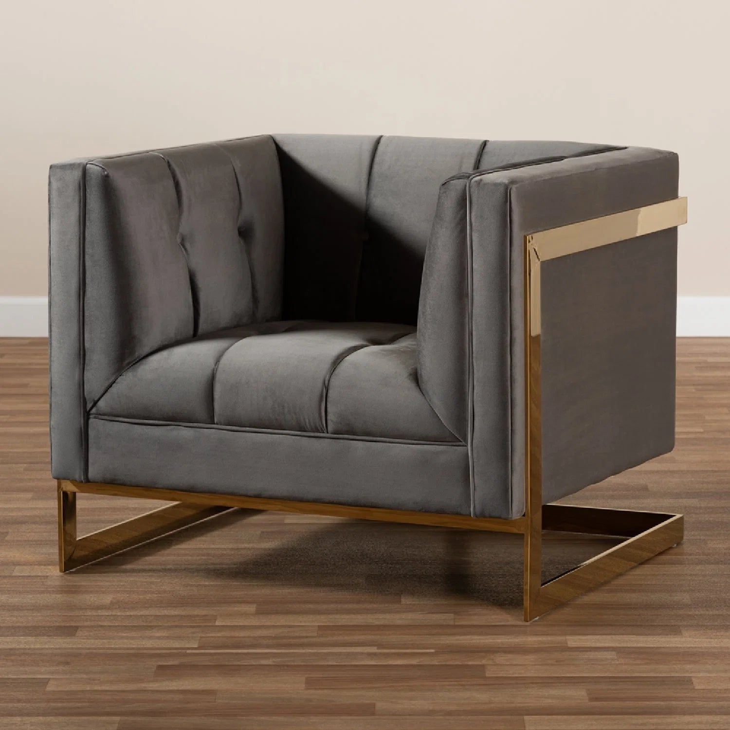 Luxury Velvet Button Tufted Accent Chair Modern Italian Style for Villa