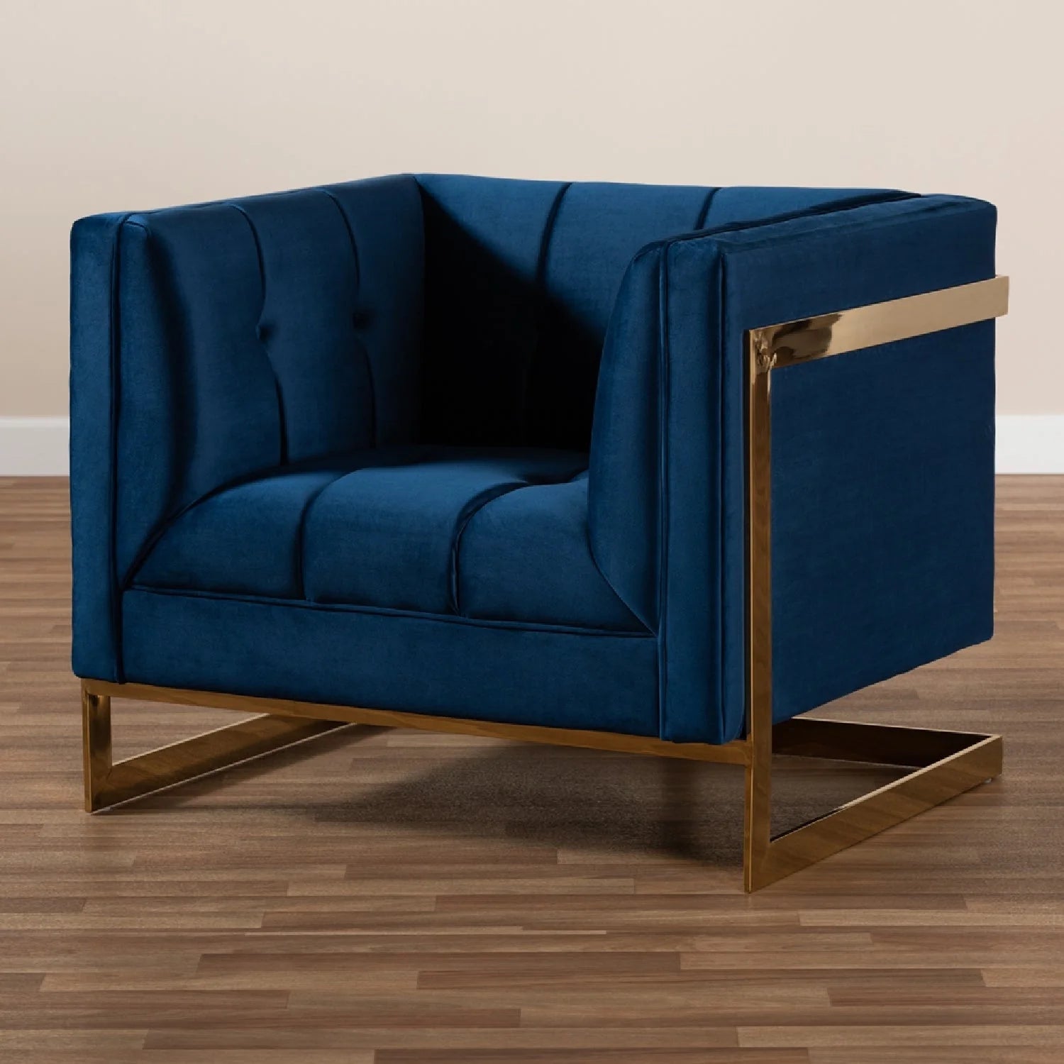 Luxury Velvet Button Tufted Accent Chair Modern Italian Style for Villa
