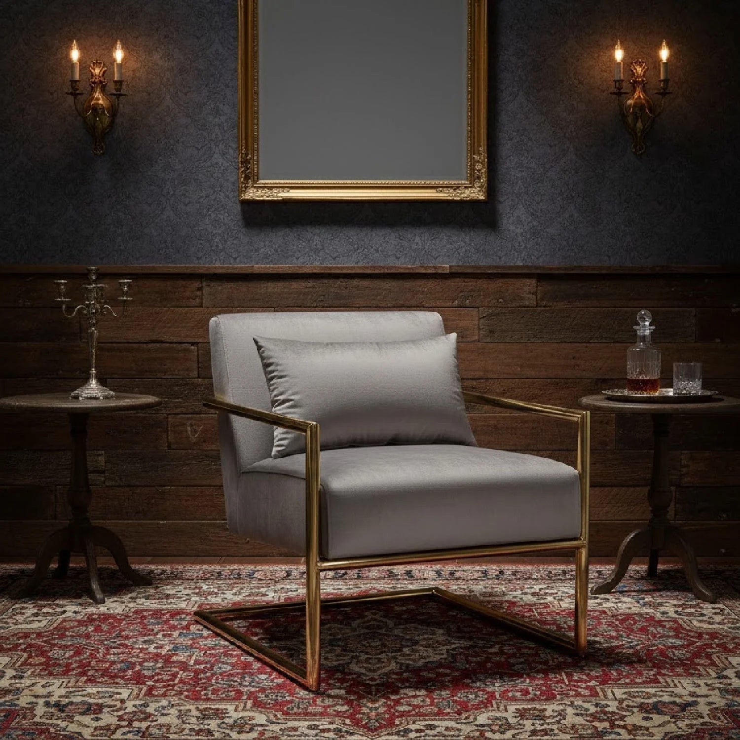 Luxury Velvet Cantilevered Lounge Chair Modern Italian Style for Villa
